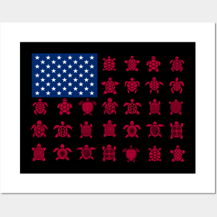 Cute Turtle American Flag Costume Gift Posters and Art